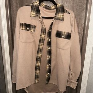 Waffle knit oversized flannel